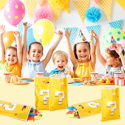 30PCS Question Mark Party Favor Bags, Yellow Video Game Goodie Candy Bags for Birthday Decoration