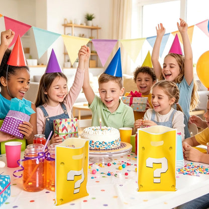 30PCS Question Mark Party Favor Bags, Yellow Video Game Goodie Candy Bags for Birthday Decoration