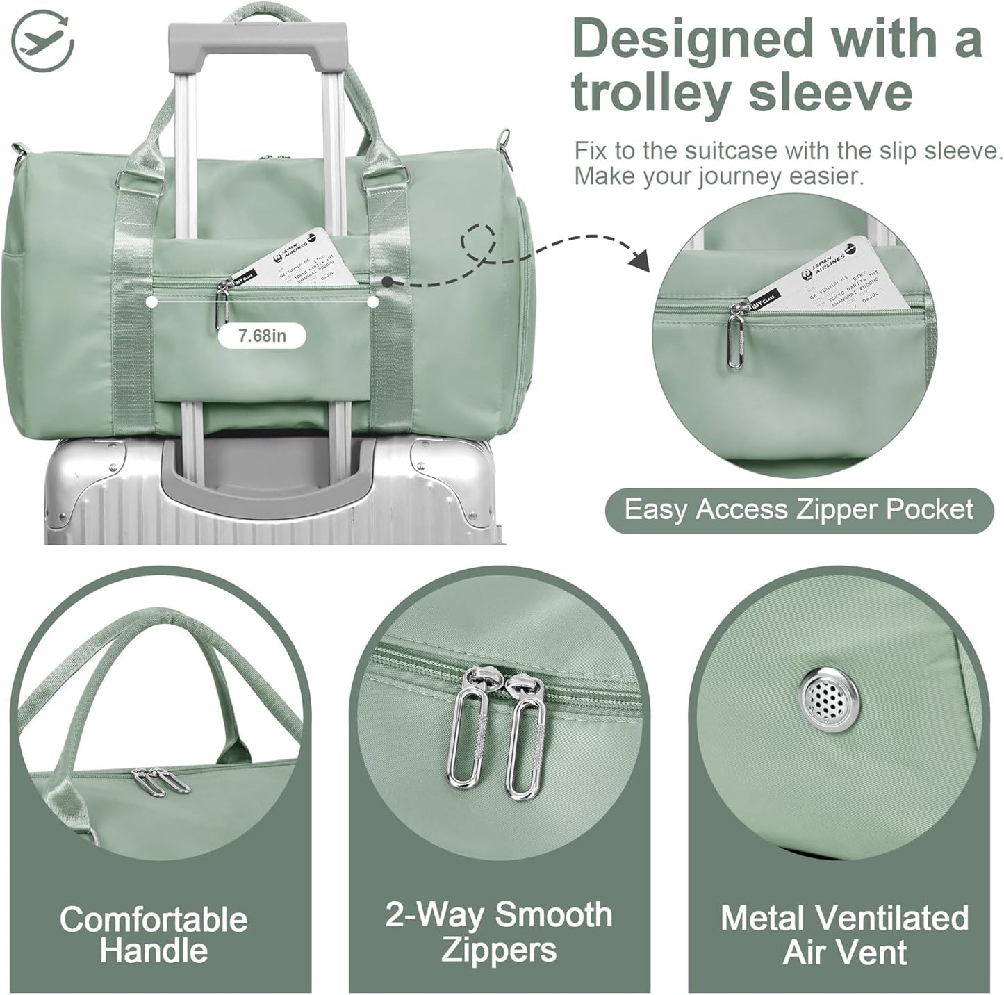 Womens Gym Tote Duffle Bag with Wet Pocket & Shoe Compartment, Sports Duffel Overnight Weekender Hospital Workout Carry on Bag for Girls, Ideal for Travel, Swimming, Dance, Ballet Beige