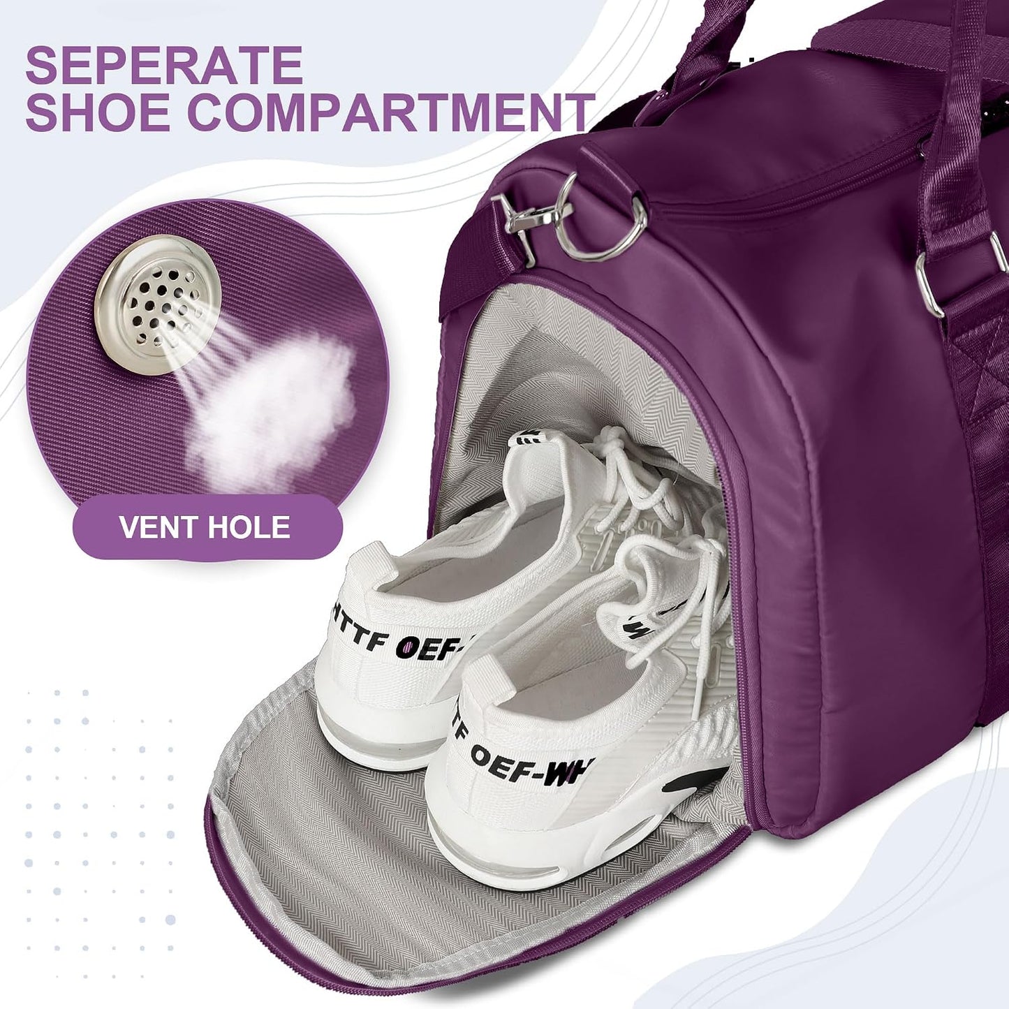 Womens Gym Tote Duffle Bag with Wet Pocket & Shoe Compartment, Sports Duffel Overnight Weekender Hospital Workout Carry on Bag for Girls, Ideal for Travel, Swimming, Dance, Ballet Beige