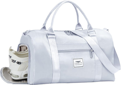 Womens Gym Tote Duffle Bag with Wet Pocket & Shoe Compartment, Sports Duffel Overnight Weekender Hospital Workout Carry on Bag for Girls, Ideal for Travel, Swimming, Dance, Ballet Beige