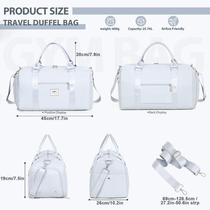 Womens Gym Tote Duffle Bag with Wet Pocket & Shoe Compartment, Sports Duffel Overnight Weekender Hospital Workout Carry on Bag for Girls, Ideal for Travel, Swimming, Dance, Ballet Beige