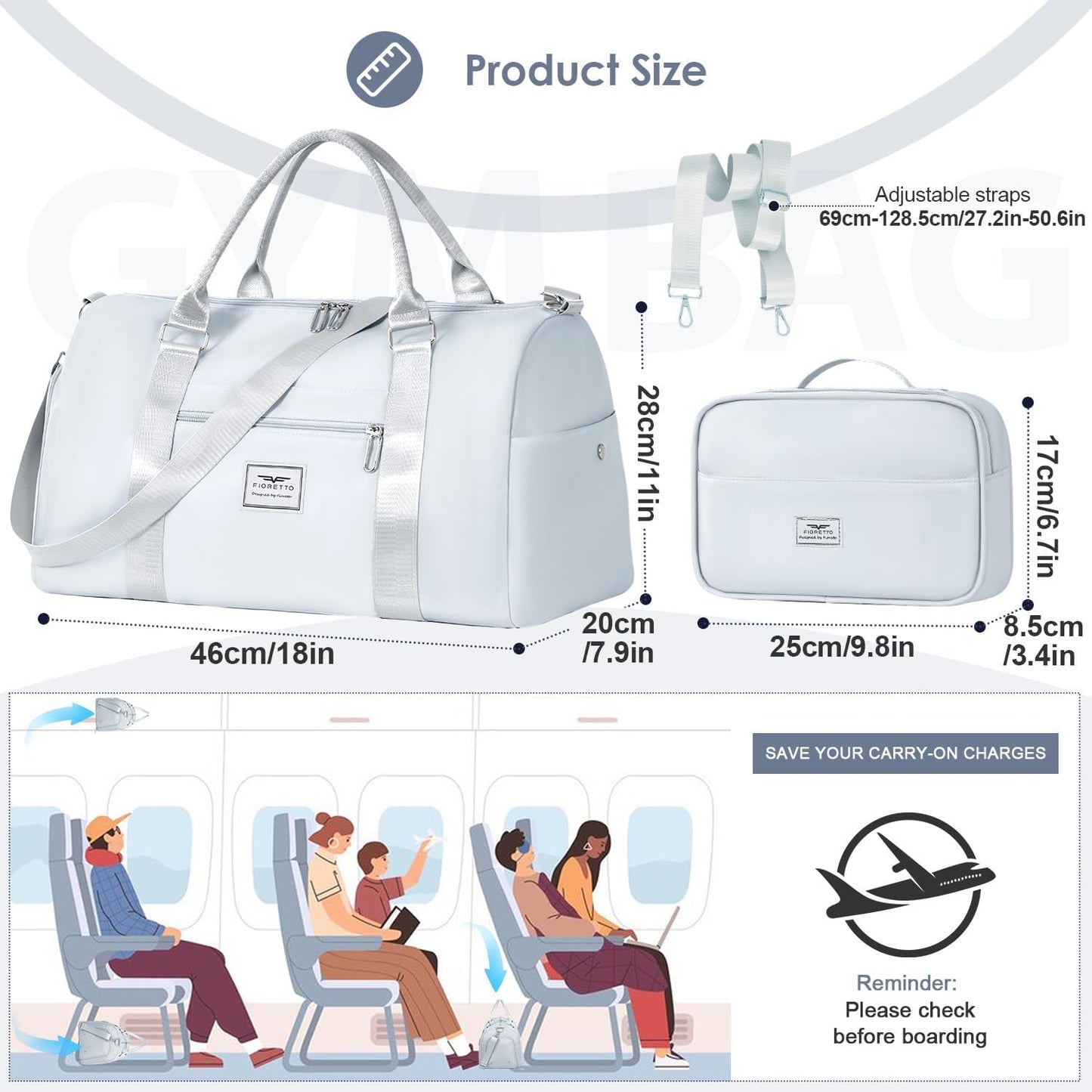 Womens Gym Tote Duffle Bag with Wet Pocket & Shoe Compartment, Sports Duffel Overnight Weekender Hospital Workout Carry on Bag for Girls, Ideal for Travel, Swimming, Dance, Ballet Beige