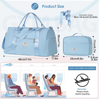 Womens Gym Tote Duffle Bag with Wet Pocket & Shoe Compartment, Sports Duffel Overnight Weekender Hospital Workout Carry on Bag for Girls, Ideal for Travel, Swimming, Dance, Ballet Beige