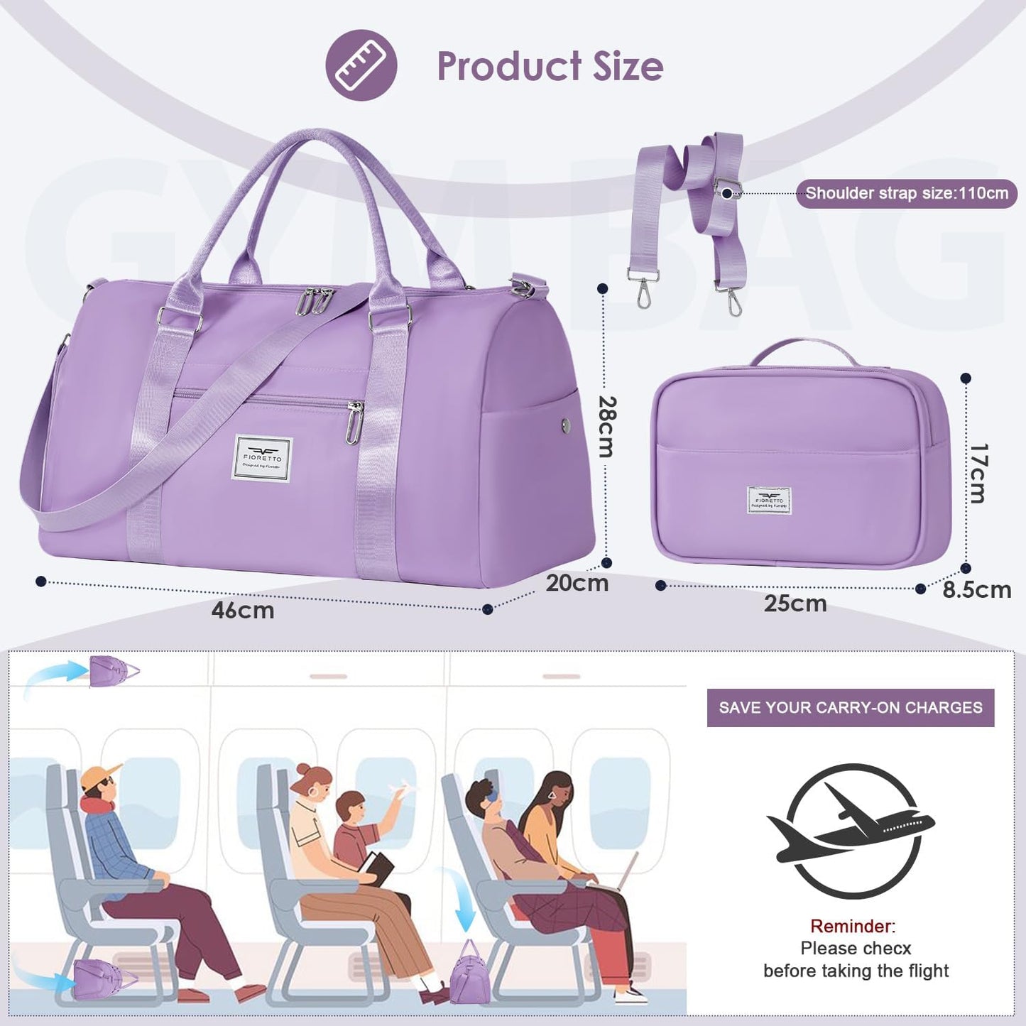 Womens Gym Tote Duffle Bag with Wet Pocket & Shoe Compartment, Sports Duffel Overnight Weekender Hospital Workout Carry on Bag for Girls, Ideal for Travel, Swimming, Dance, Ballet Beige