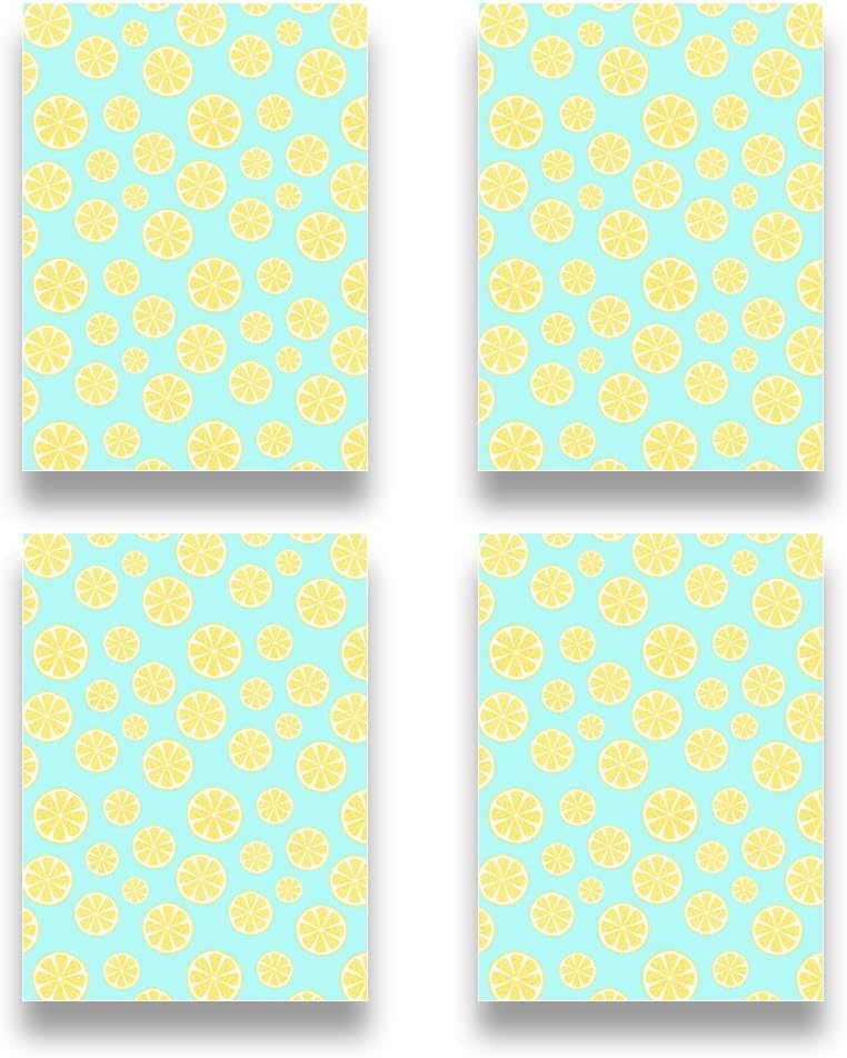 Lots of Yellow Summer Lemons Fruits On Green Gift Wrapping Paper and Ribbon Set For Kids- Vibrant Bold Pre cut & Folded Flat Flat Design Sheets For Holiday, 4-Sheets, 1-Designs: 15 sq. ft. ttl)