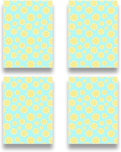Lots of Yellow Summer Lemons Fruits On Green Gift Wrapping Paper and Ribbon Set For Kids- Vibrant Bold Pre cut & Folded Flat Flat Design Sheets For Holiday, 4-Sheets, 1-Designs: 15 sq. ft. ttl)