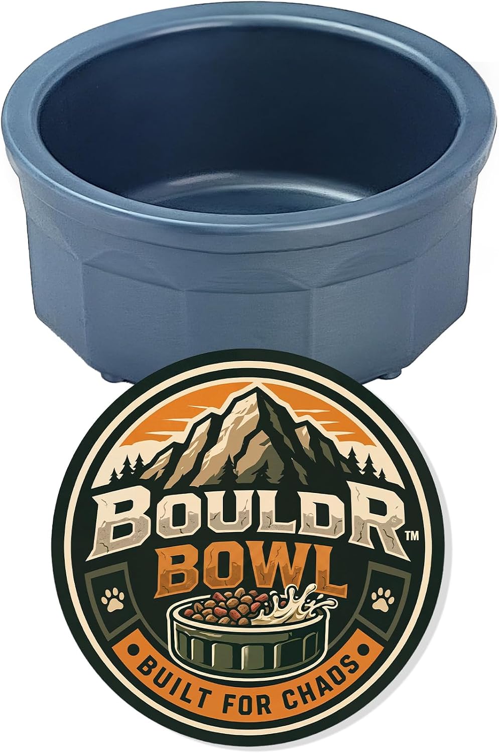 Pet Crock Bowl – Thick Durable Plastic Non-Tip Food & Water - Dogs, Cats, Birds, Lizards & Small Animals – Indoor/Outdoor – Chew Resistant, Easy Clean (Blue, Small 8oz) BouldrBowl ®