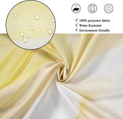 Yellow Marble Shower Curtain, Yellow Mix White Ombre Modern Abstract Wave Luxury Bathroom Curtain Bathtub Home Decor Waterproof Fabric Machine Washable with 12 PCS Hooks,72" Wx72 L