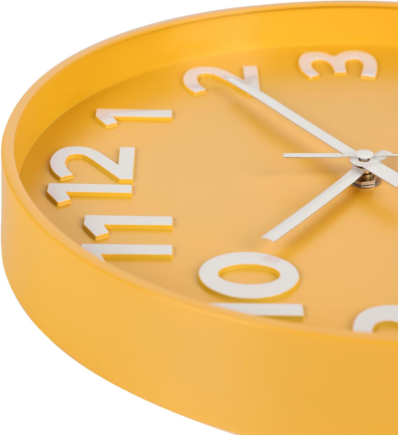 12-Inch Modern Yellow Indoor/Outdoor Wall Clock, Silent Non-Ticking, Large Numbers, Accurate Timekeeping, Perfect Decorative Accent for Home or Office (Yellow)