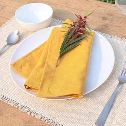 Mustard Cotton Dinner Napkins Set of 12, 18x18 Inch 100% Cotton Cloth Napkins, Reusable Fabric Table Napkins for Everyday Dining, Parties, Weddings, Spring & Easter Table Décor Washable