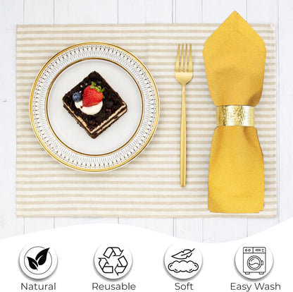 Mustard Cotton Dinner Napkins Set of 12, 18x18 Inch 100% Cotton Cloth Napkins, Reusable Fabric Table Napkins for Everyday Dining, Parties, Weddings, Spring & Easter Table Décor Washable
