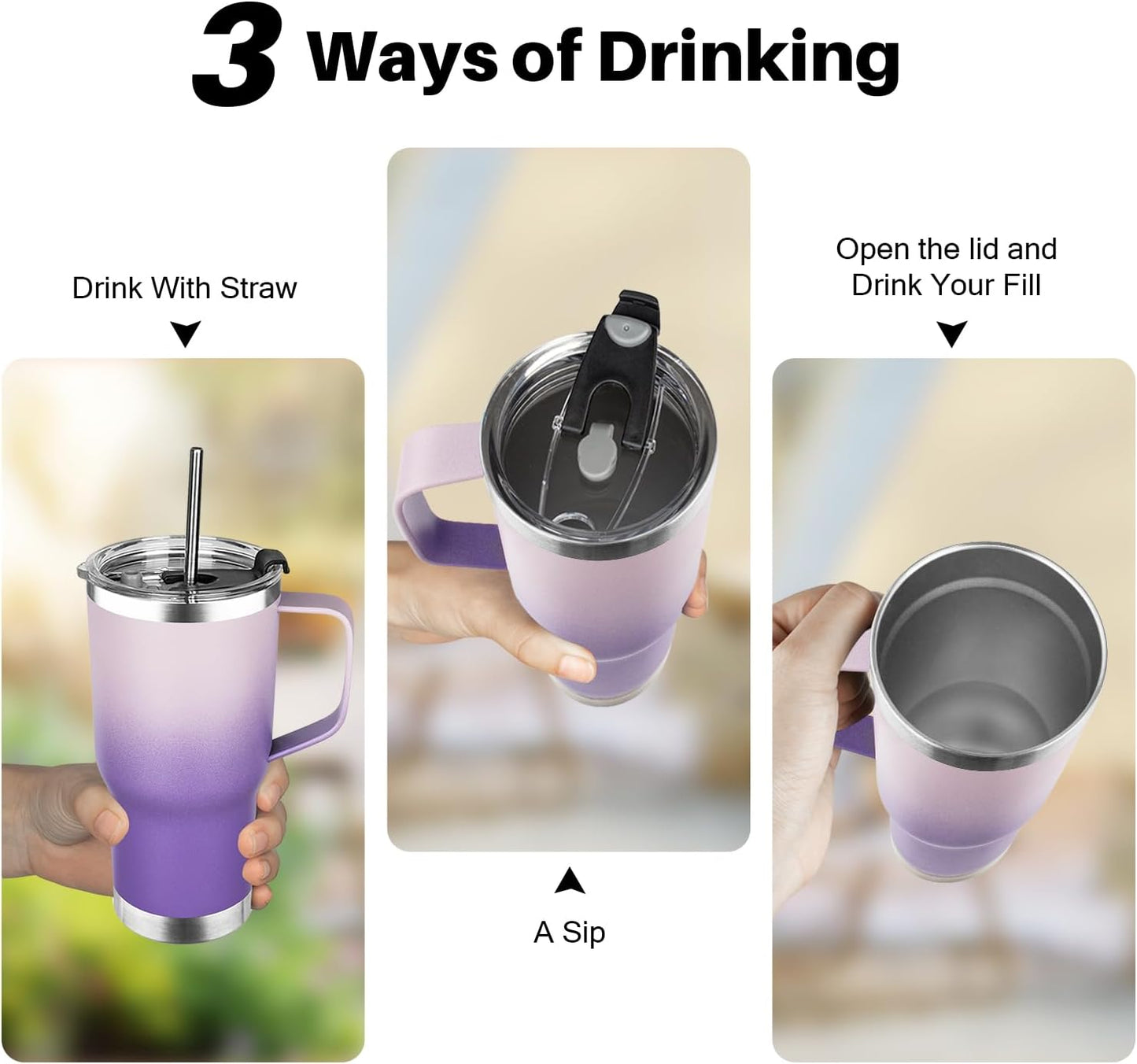 20 oz Tumbler with Handle, Stainless Steel Insulated Tumbler with Lid and Straw, Double Wall Vacuum Coffee Mug Tumbler, Insulated Coffee Thermal Cup for Cold and Hot (Yellow, 20 Ounces)