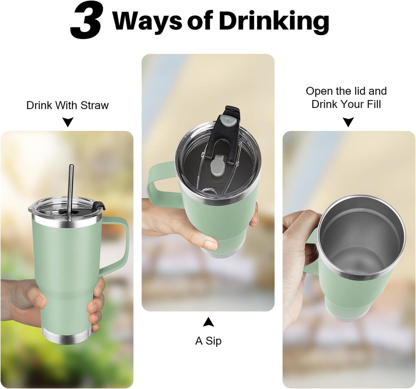 20 oz Tumbler with Handle, Stainless Steel Insulated Tumbler with Lid and Straw, Double Wall Vacuum Coffee Mug Tumbler, Insulated Coffee Thermal Cup for Cold and Hot (Yellow, 20 Ounces)