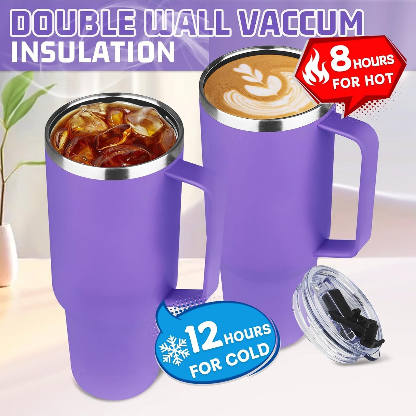 20 oz Tumbler with Handle, Stainless Steel Insulated Tumbler with Lid and Straw, Double Wall Vacuum Coffee Mug Tumbler, Insulated Coffee Thermal Cup for Cold and Hot (Yellow, 20 Ounces)