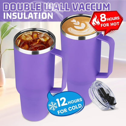 20 oz Tumbler with Handle, Stainless Steel Insulated Tumbler with Lid and Straw, Double Wall Vacuum Coffee Mug Tumbler, Insulated Coffee Thermal Cup for Cold and Hot (Yellow, 20 Ounces)