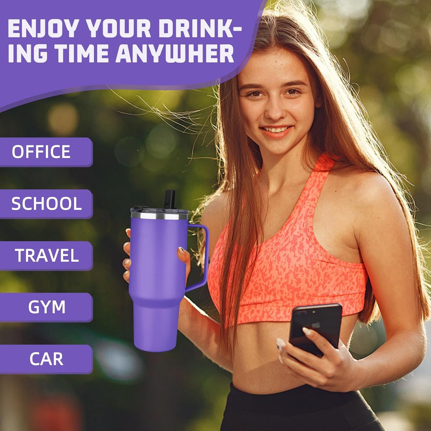 20 oz Tumbler with Handle, Stainless Steel Insulated Tumbler with Lid and Straw, Double Wall Vacuum Coffee Mug Tumbler, Insulated Coffee Thermal Cup for Cold and Hot (Yellow, 20 Ounces)