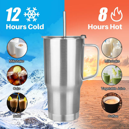 20 oz Tumbler with Handle, Stainless Steel Insulated Tumbler with Lid and Straw, Double Wall Vacuum Coffee Mug Tumbler, Insulated Coffee Thermal Cup for Cold and Hot (Yellow, 20 Ounces)