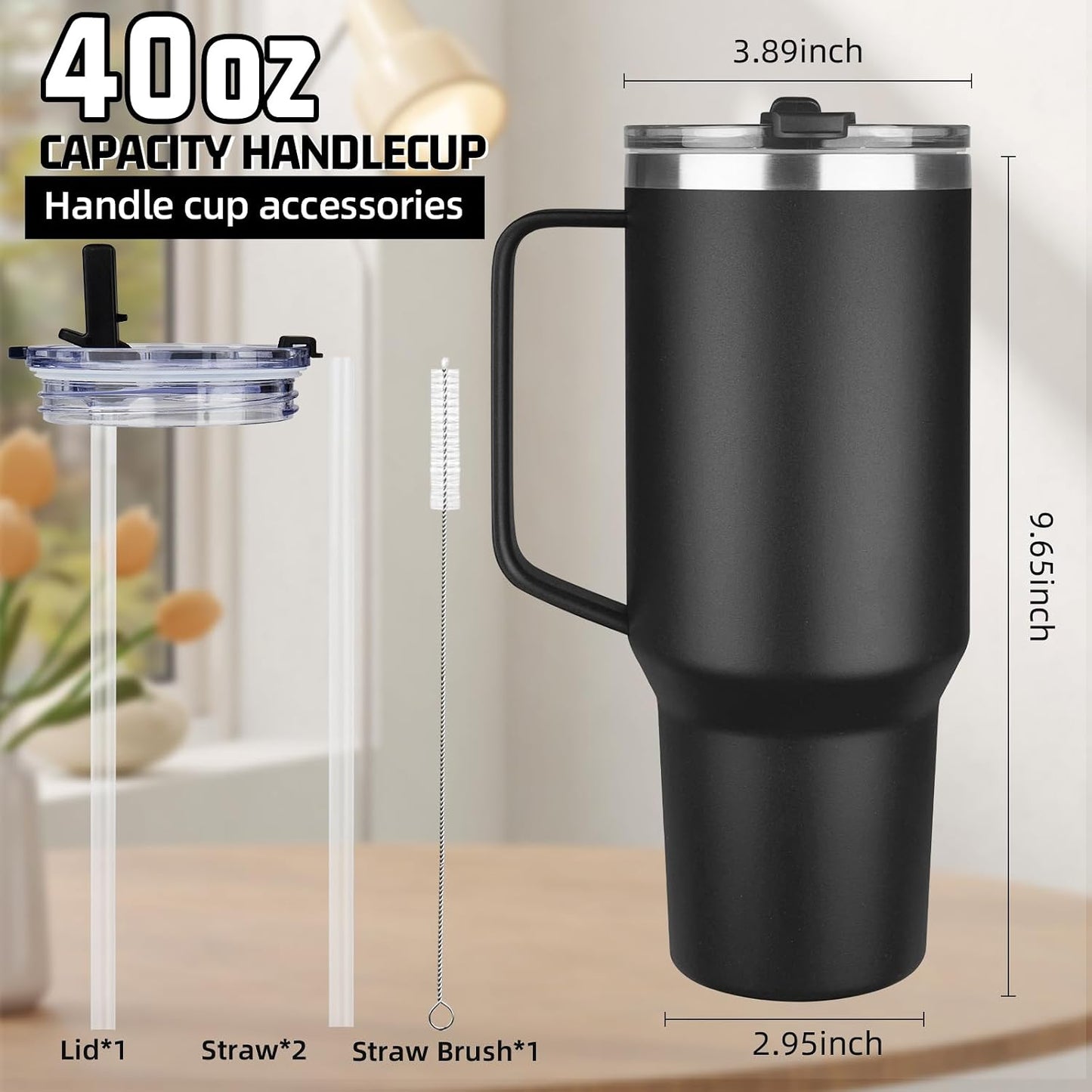 20 oz Tumbler with Handle, Stainless Steel Insulated Tumbler with Lid and Straw, Double Wall Vacuum Coffee Mug Tumbler, Insulated Coffee Thermal Cup for Cold and Hot (Yellow, 20 Ounces)