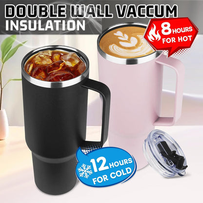 20 oz Tumbler with Handle, Stainless Steel Insulated Tumbler with Lid and Straw, Double Wall Vacuum Coffee Mug Tumbler, Insulated Coffee Thermal Cup for Cold and Hot (Yellow, 20 Ounces)