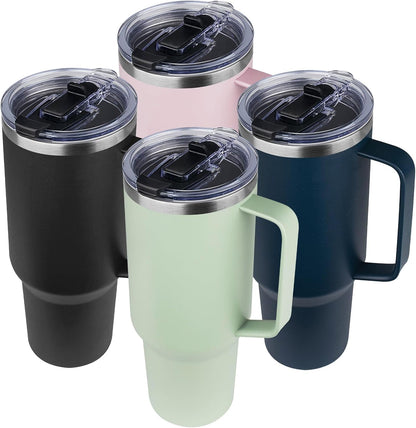 20 oz Tumbler with Handle, Stainless Steel Insulated Tumbler with Lid and Straw, Double Wall Vacuum Coffee Mug Tumbler, Insulated Coffee Thermal Cup for Cold and Hot (Yellow, 20 Ounces)