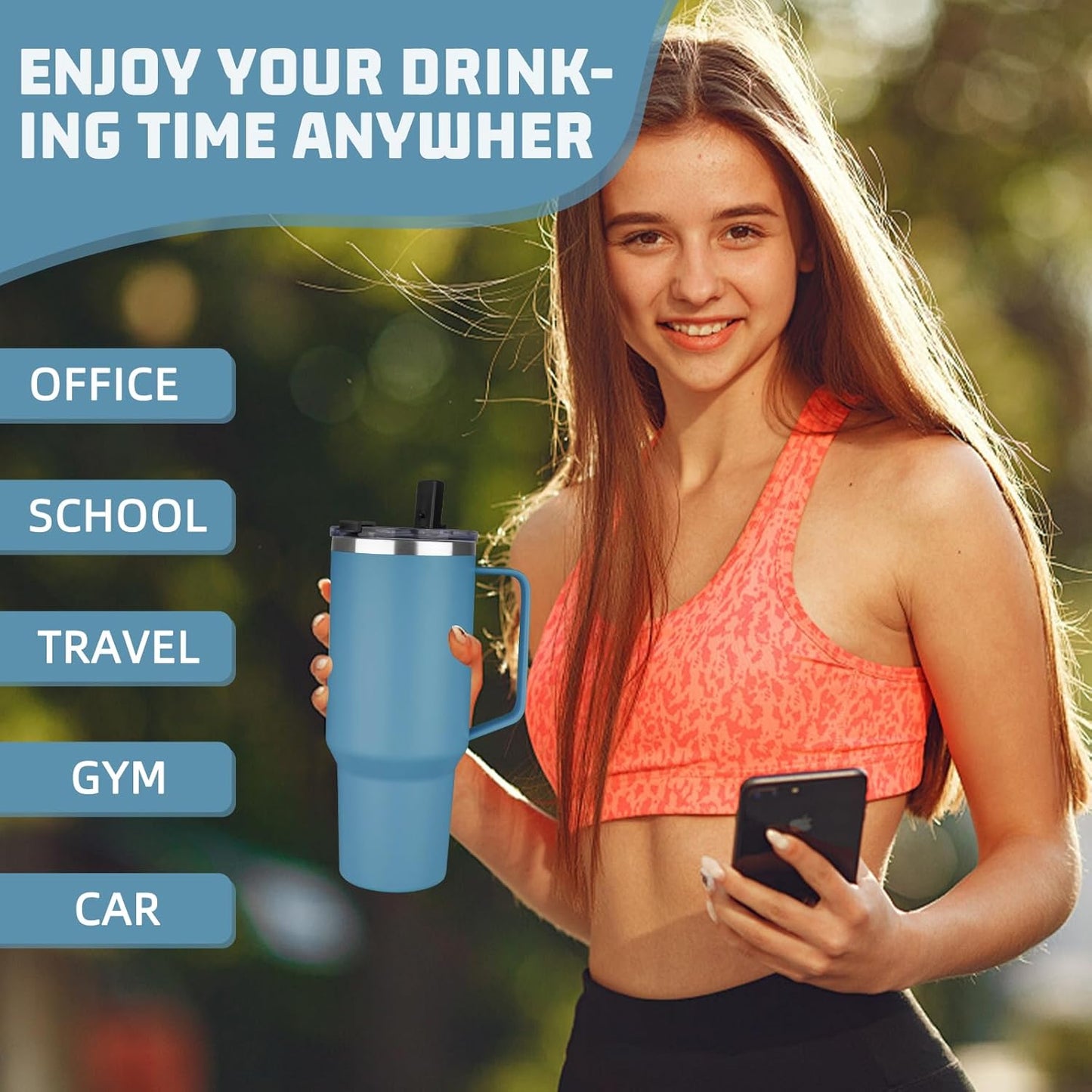 20 oz Tumbler with Handle, Stainless Steel Insulated Tumbler with Lid and Straw, Double Wall Vacuum Coffee Mug Tumbler, Insulated Coffee Thermal Cup for Cold and Hot (Yellow, 20 Ounces)