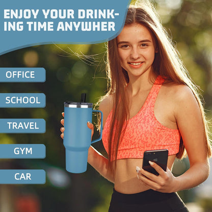 20 oz Tumbler with Handle, Stainless Steel Insulated Tumbler with Lid and Straw, Double Wall Vacuum Coffee Mug Tumbler, Insulated Coffee Thermal Cup for Cold and Hot (Yellow, 20 Ounces)