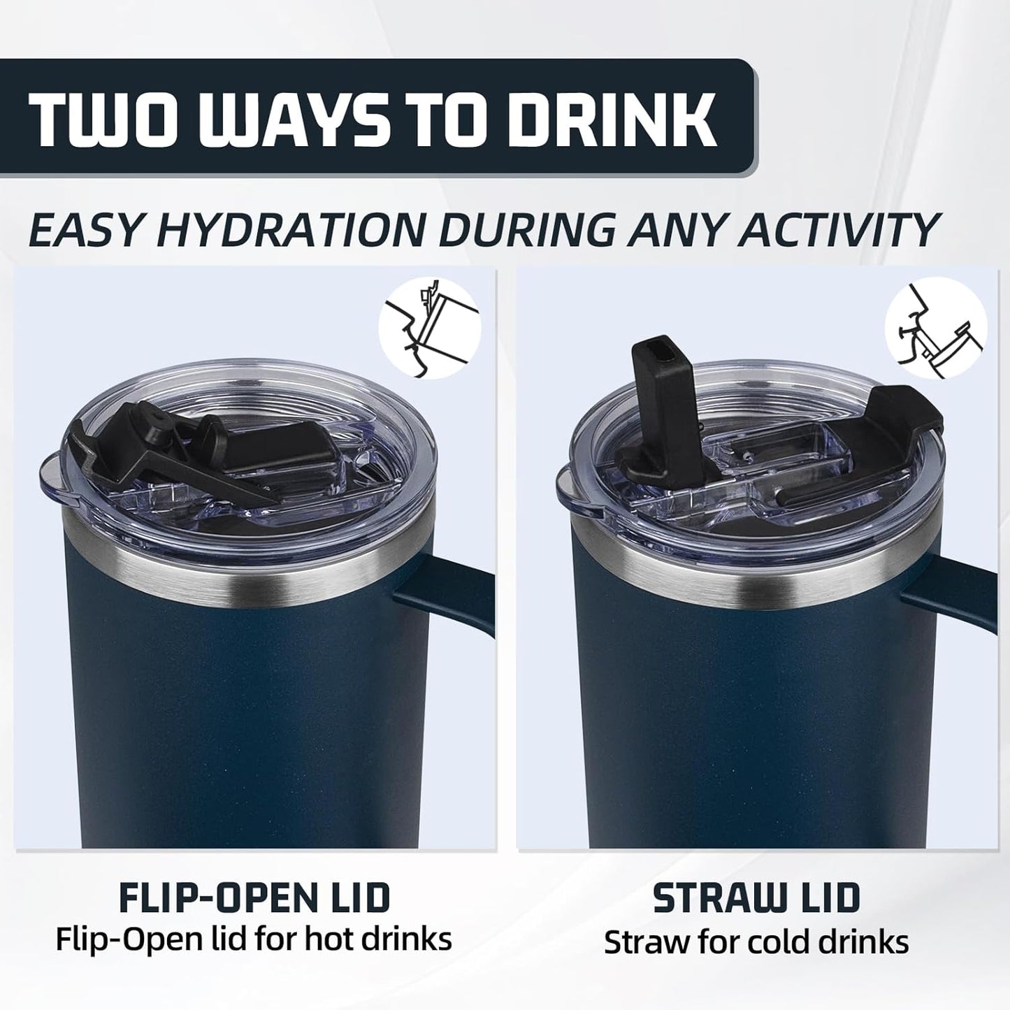 20 oz Tumbler with Handle, Stainless Steel Insulated Tumbler with Lid and Straw, Double Wall Vacuum Coffee Mug Tumbler, Insulated Coffee Thermal Cup for Cold and Hot (Yellow, 20 Ounces)