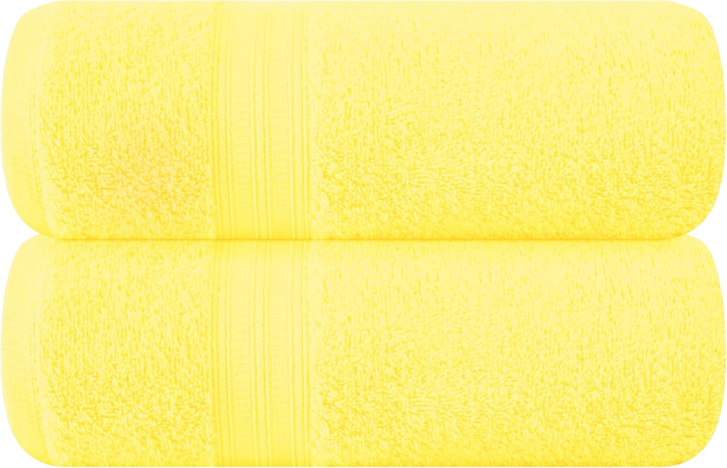 Cotton 2 Pack Oversized Bath Towel Set, Large Bath Towels 27x54, Ultra Soft, Absorbent, Compact, Quick Drying and Lightweight, Eco-Friendly and 100% Recyclable Towel Set - Lime Yellow