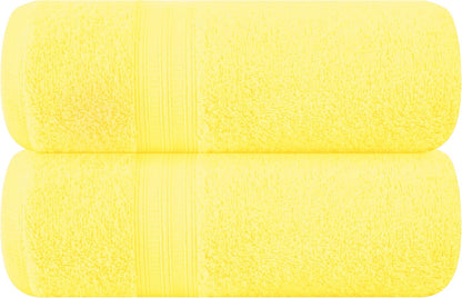 Cotton 2 Pack Oversized Bath Towel Set, Large Bath Towels 27x54, Ultra Soft, Absorbent, Compact, Quick Drying and Lightweight, Eco-Friendly and 100% Recyclable Towel Set - Lime Yellow