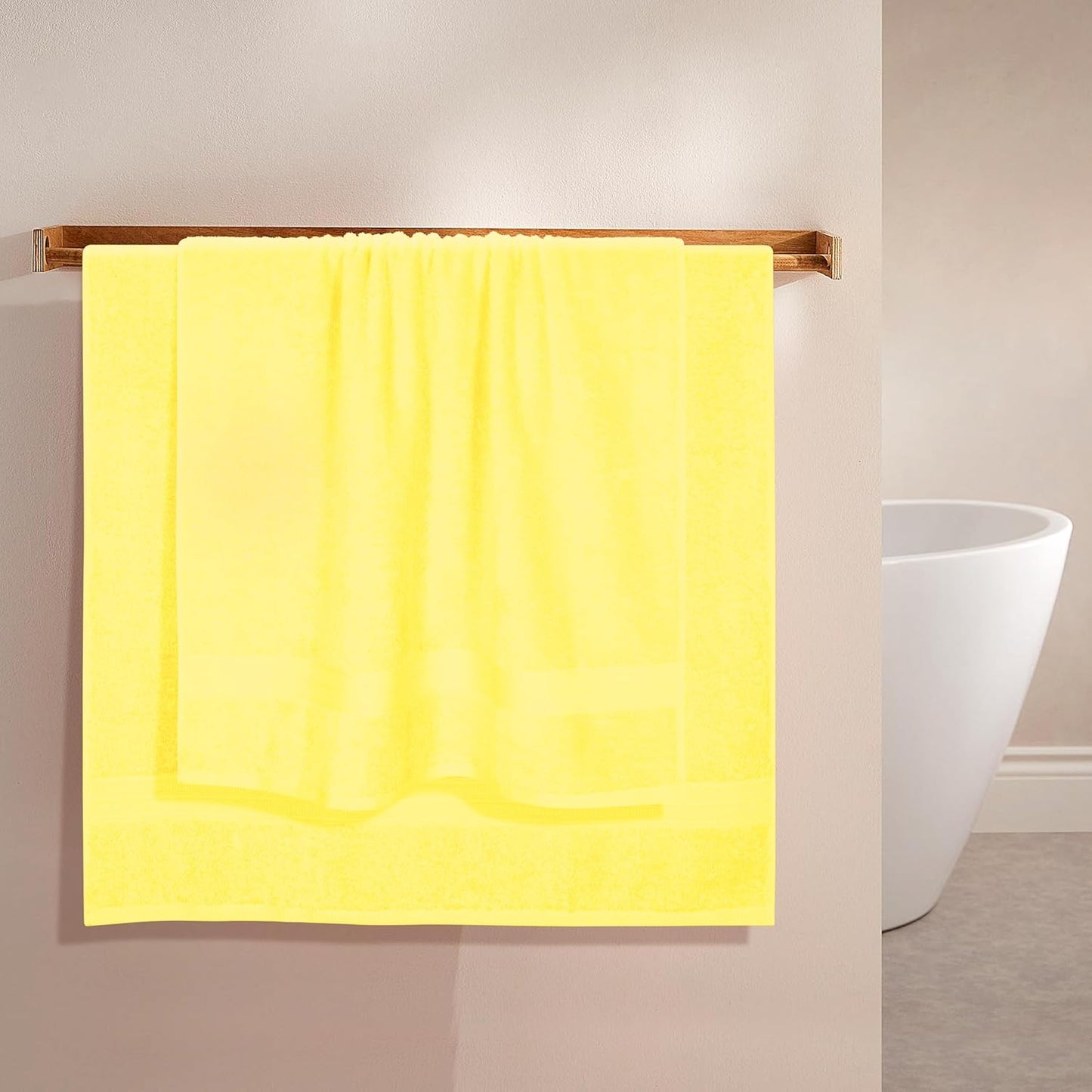 Cotton 2 Pack Oversized Bath Towel Set, Large Bath Towels 27x54, Ultra Soft, Absorbent, Compact, Quick Drying and Lightweight, Eco-Friendly and 100% Recyclable Towel Set - Lime Yellow