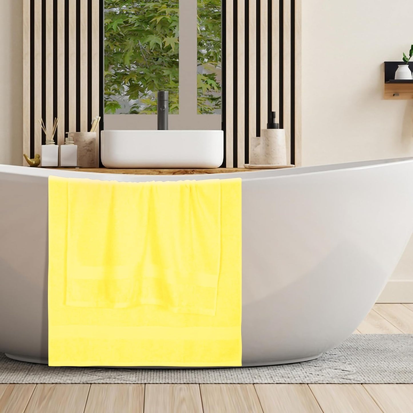 Cotton 2 Pack Oversized Bath Towel Set, Large Bath Towels 27x54, Ultra Soft, Absorbent, Compact, Quick Drying and Lightweight, Eco-Friendly and 100% Recyclable Towel Set - Lime Yellow