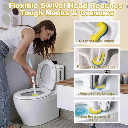 Disposable Toilet Brush, Wall Mount Toilet Cleaner, Toilet Wand Refills | Hands Free Toilet Brush, 1 Wand + 1 Holder + 24 Yellow Refills, Bathroom Cleaning for Small Bathroom RV, Light Lemon Scent