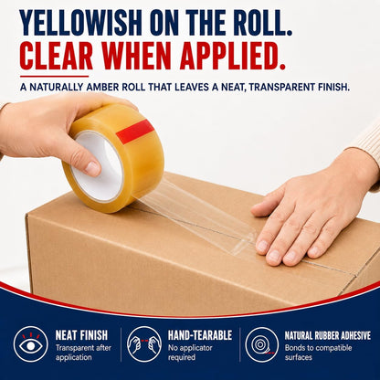 Clear Cellophane Packaging Tape, 3/4 Inch x 72 Yds, Pack of 3 | Biodegradable Cellulose Film; Hand-Tearable and Static-Free; Clear When Applied; For Everyday, Gifts, Paper and Crafts