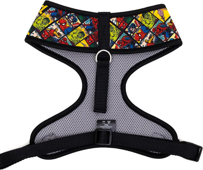 Marvel Comics Pet Harness, Dog Collar Plastic Buckle, Marvel Brick and Retro Comic Panels Blocks Black Yellow