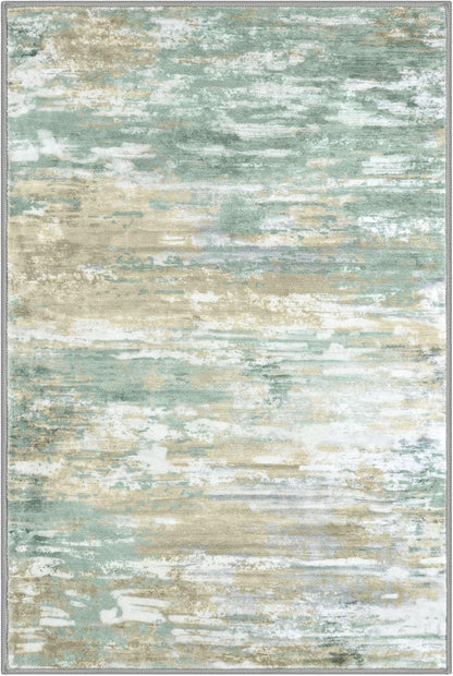 Modern Abstract 3x5 Large Entryway Rug Non-Slip Washable Area Rug, Light Green Yellow Throw Rugs Indoor Mat for High-Traffic Door Entrance, Kitchen, Laundry, Nursery, Soft Bedroom Living Room