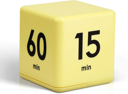 Cube Timer, Gravity Sensor Flip Timer for ADHD Productivity, Classroom Kitchen Study Workout Cooking Desk Timers for Time Management, 15 20 30 60 Minutes Countdown Tool(Yellow)
