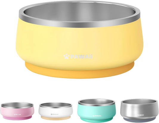 Dog Bowl,34 oz Stainless Steel Food and Water Bowl,ID Tag,1 Pack | Double-Wall Design,Non-Slip Rubber Base,Dishwasher Safe,Smooth Open Design, Not a Slow Feeder,Easy-Rinse Interior