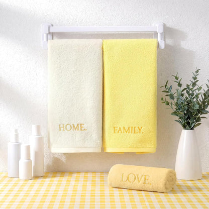3 Pcs Farmhouse Decorative Hand Towels for Bathroom and Kitchen Rustic Embroidered Cotton Hand Towels Decorative Set for Boho Bathroom Decor(Yellow,Home Love Family)