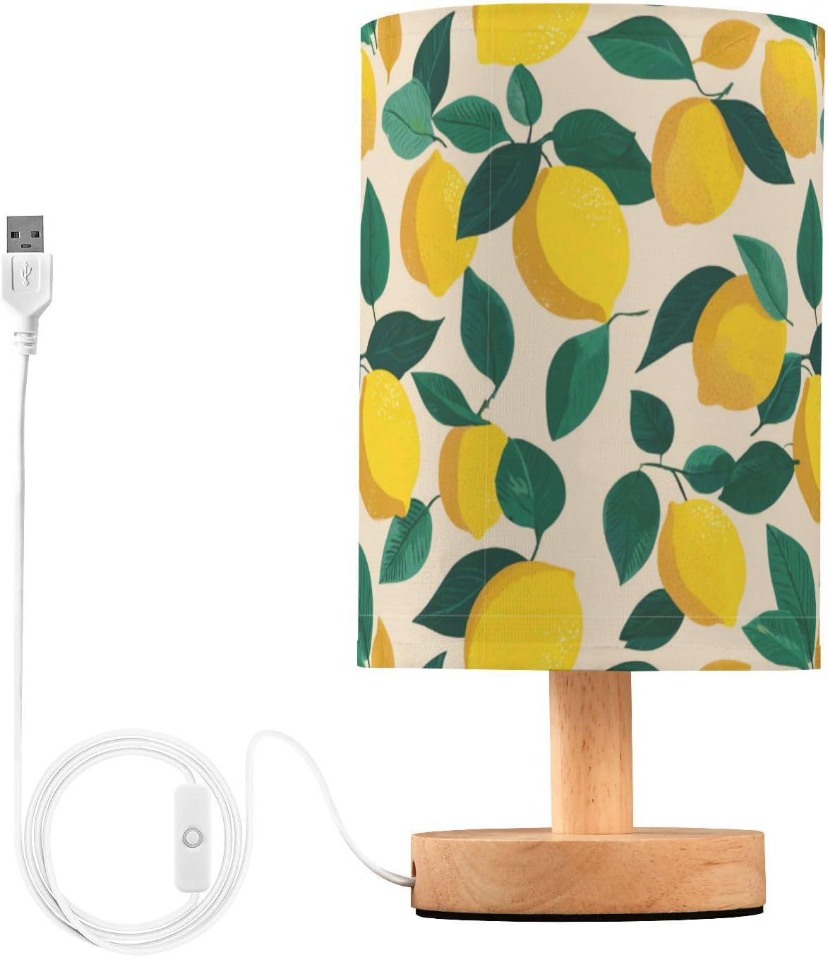 Bedside Table Lamp Lemon Yellow Citrus Fruits (11) Kids Nightstand Lamp Night Light Fabric Shade for Bedroom Living Room Home Office