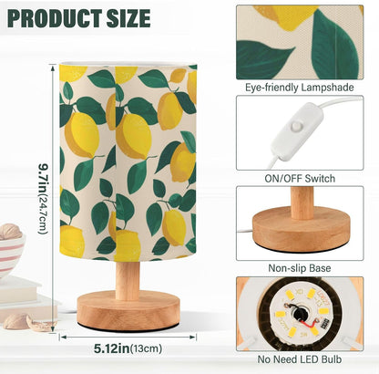 Bedside Table Lamp Lemon Yellow Citrus Fruits (11) Kids Nightstand Lamp Night Light Fabric Shade for Bedroom Living Room Home Office