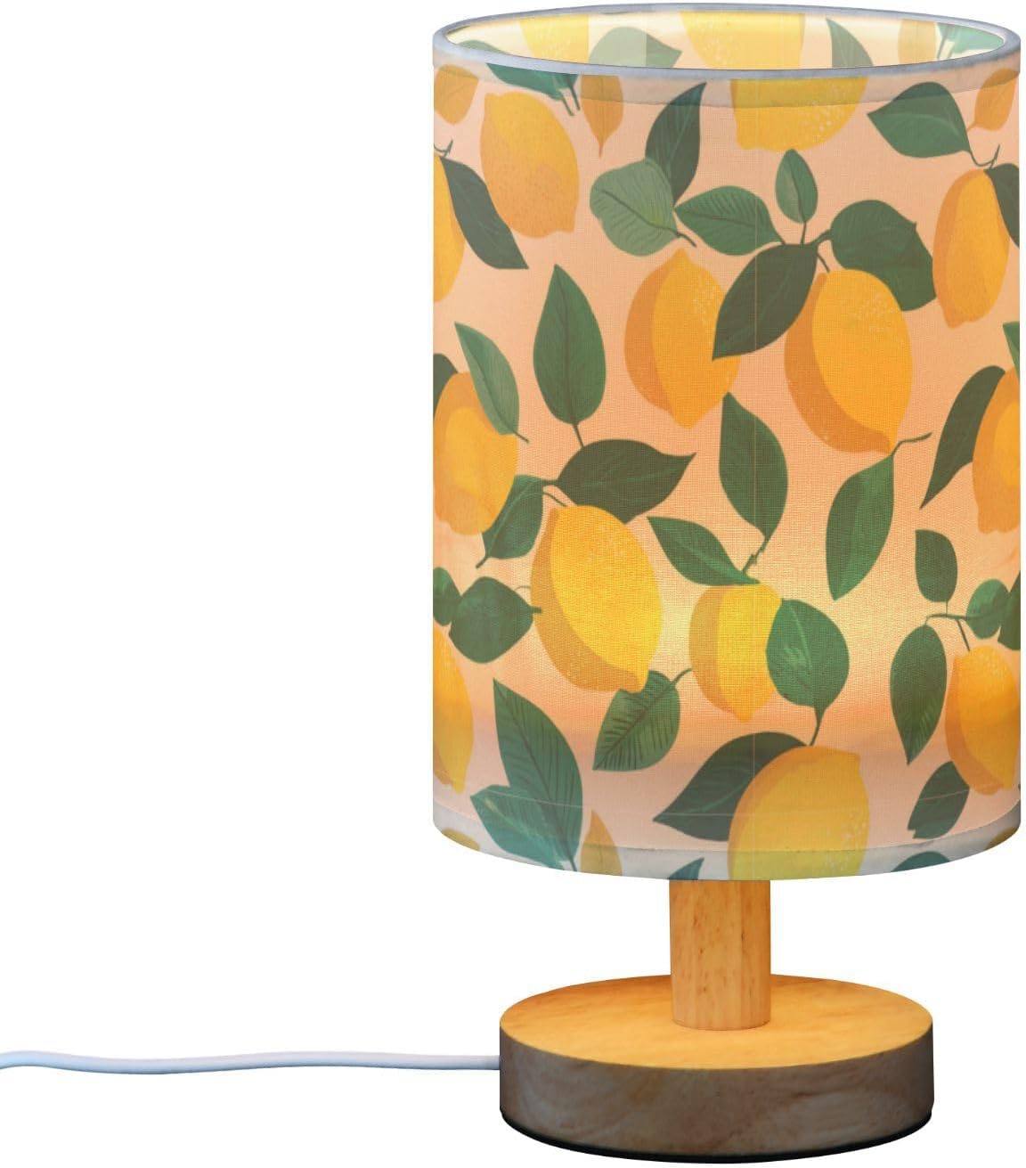 Bedside Table Lamp Lemon Yellow Citrus Fruits (11) Kids Nightstand Lamp Night Light Fabric Shade for Bedroom Living Room Home Office