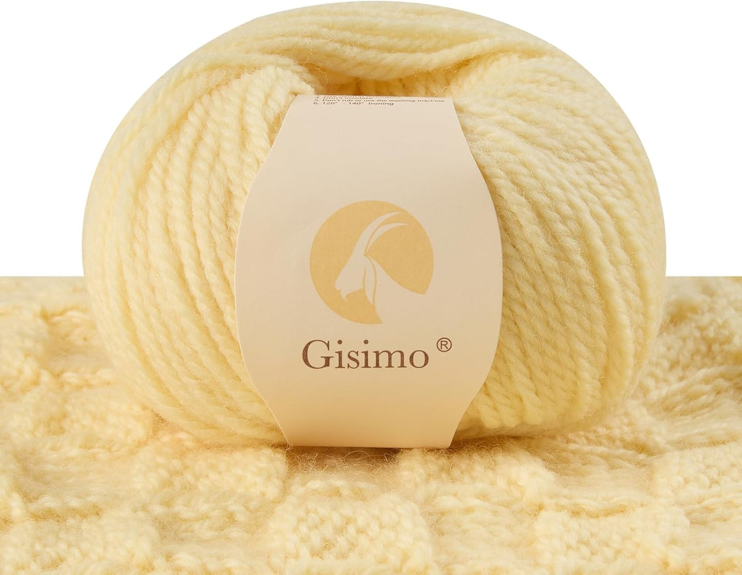 100% Merino Wool Yarn 3-Ply Luxurious and Soft Yarn for Hand Knitting & Crocheting (Naples Yellow,1Ball)