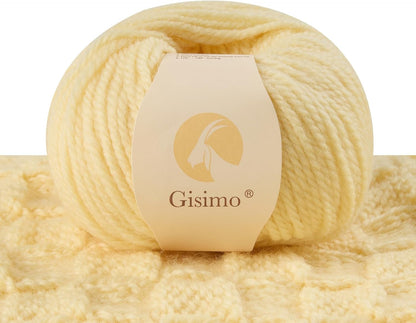 100% Merino Wool Yarn 3-Ply Luxurious and Soft Yarn for Hand Knitting & Crocheting (Naples Yellow,1Ball)