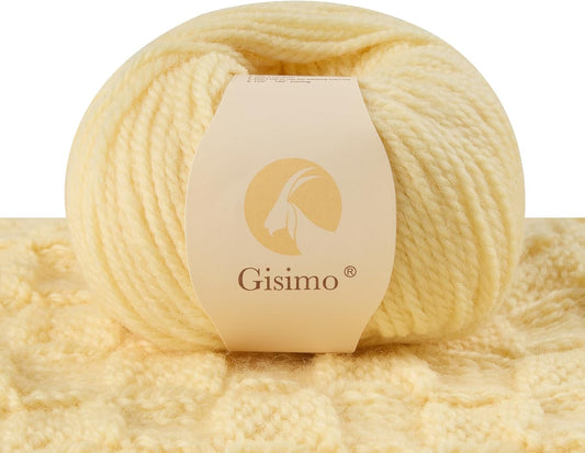 100% Merino Wool Yarn 3-Ply Luxurious and Soft Yarn for Hand Knitting & Crocheting (Naples Yellow,1Ball)