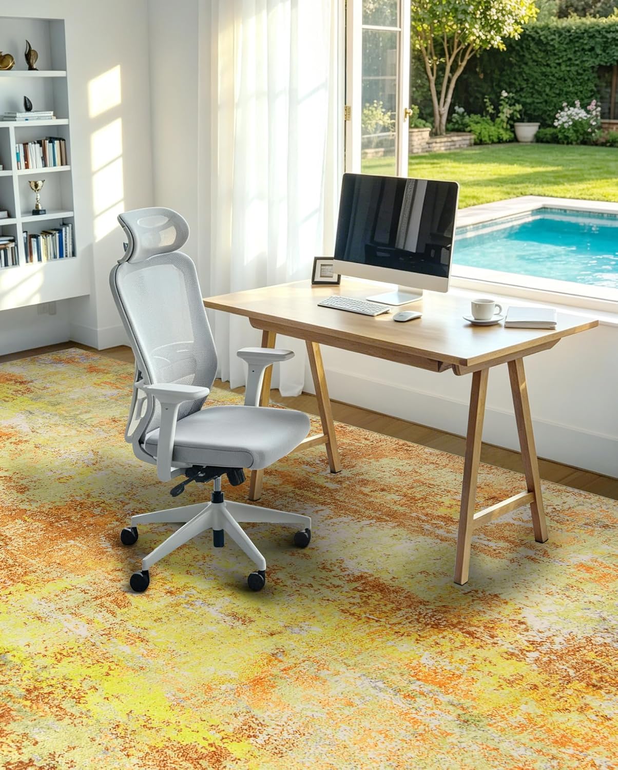 Washable Area Rug Living Room Rugs 8X10 - Neutral Modern Abstract Rugs Soft Carpet with Non Slip Backing for Under Dining Room Table, Bedroom, Home, Office, Yellow Brick