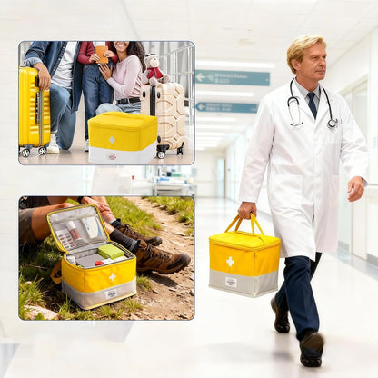 Medicine Organizer for Traveling, Medical Bag Empty, for Home, Travel, Camping, Car, Hiking & Outdoor Emergencies, Emergency Medical Kits (Yellow)