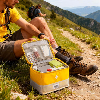 Medicine Organizer for Traveling, Medical Bag Empty, for Home, Travel, Camping, Car, Hiking & Outdoor Emergencies, Emergency Medical Kits (Yellow)