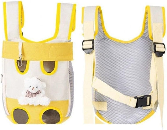 Pet Carrier Backpack, Yellow and White, Front Facing Dog Cat Sling with Mesh Breathable Design, Adjustable Straps, Hands-Free Travel Bag (Large（5kg)