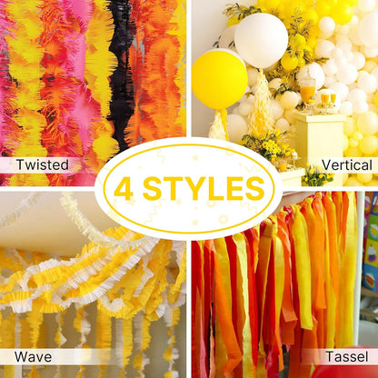 Yellow Crepe Paper Streamers 6pcs 492 FT Yellow Streamers | Easter Baby Shower Engagement Wedding Sunflower Graduation Bee Summer Luau Birthday Bridal Shower Party Decorations